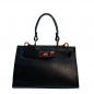 Preview: Mini Tote Handtasche, Clari Leder schwarz, front